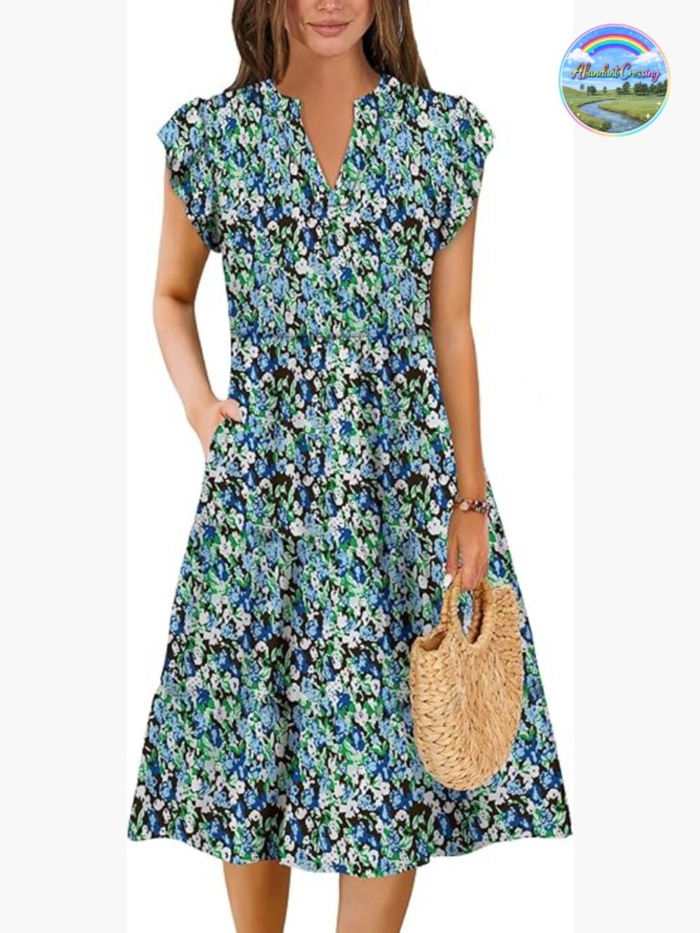 Elegant Classy Casual Plus Size Spring Midi Dress S-XXL Flutter Short Sleeve